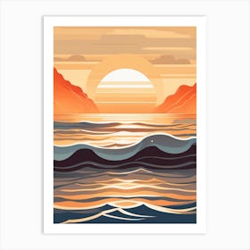 Waves In Sunset Art Print