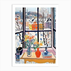 The Windowsill Of Munich   Germany Snow Inspired By Matisse 1 Art Print