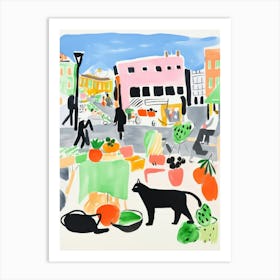 The Food Market In Oslo 1 Illustration Art Print