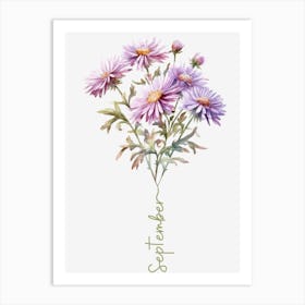 September Birth Flower Birth Month Botanical 1 Art Print