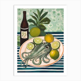 Squid Italian Still Life Painting Art Print