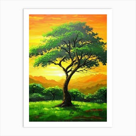 Lone Tree At Sunset 2 Art Print