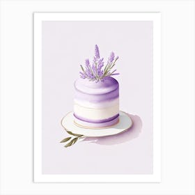 Lavender Cake Dessert Retro Minimal 1 Flower Art Print