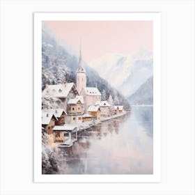 Dreamy Winter Painting Hallstatt Austria 2 Art Print