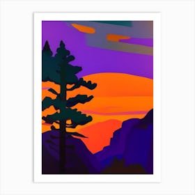 Geometric Tree Sunset Art Print