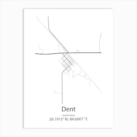 Dent,United States Minimalist Map Art Print