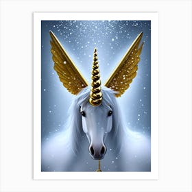 Unicorn With Golden Wings Art Print