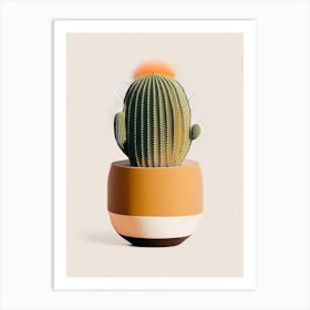 Barrel Cactus Retro Minimal Art Print