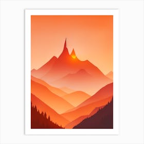 Misty Mountains Vertical Composition In Orange Tone 40 Art Print