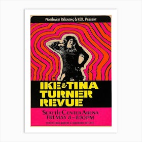 Ike & Tina Turner Revue 1970 Seattle Center Arena Concert Poster Art Print