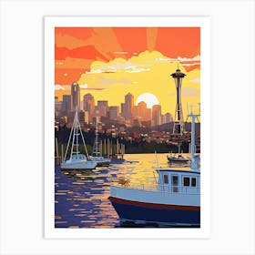 Seattle Washington Retro Pop Art 3 Art Print