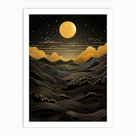 Landscape With Moon And Stars Art Print