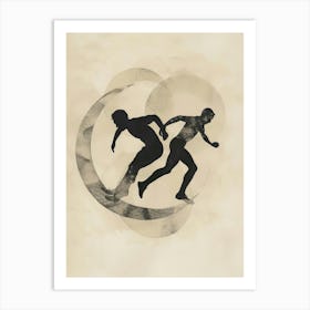 Two Men Running In A Circle Art Print