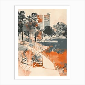 City Park Retro Lithograph 3 Art Print