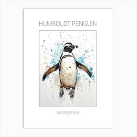 Humboldt Penguin Andrews Bay Watercolour Painting 1 Poster Art Print