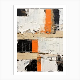 Abstract Orange and Black White Painting Art Print