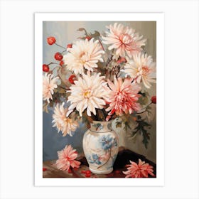 Chrysanthemum Flower And Peaches Still Life Painting 4 Dreamy Art Print