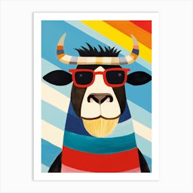 Little Bison 3 Wearing Sunglasses Art Print