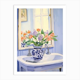 Bathroom Vanity Painting With A Lavender Bouquet 3 Art Print