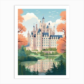 Chateau De Chambord   Chambord, France   Cute Botanical Illustration Travel 1 Art Print