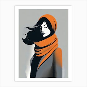 Abstract Woman in Orange Scarf Art Print