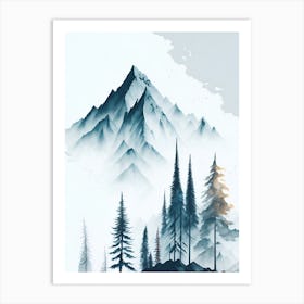 Mountain And Forest In Minimalist Watercolor Vertical Composition 262 Art Print