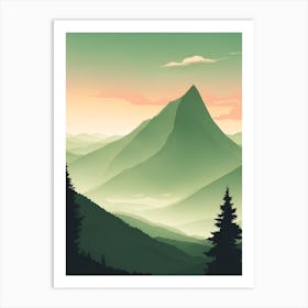 Misty Mountains Vertical Background In Green Tone 22 Art Print