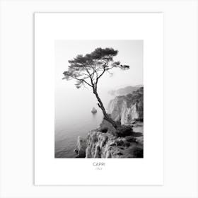 Poster Of Capri, Italy, Black And White Photo 2 Art Print