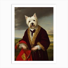 West Highland White Terrier Renaissance Portrait Oil Painting Art Print