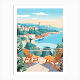 French Riviera, France, Graphic Illustration 4 Art Print