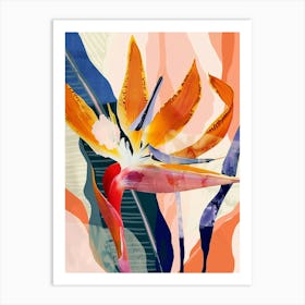 Colourful Flower Illustration Bird Of Paradise 1 Art Print