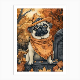 Halloween Pugs Watercolor 5 Art Print