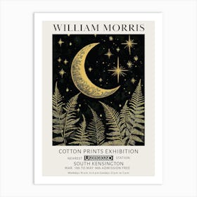 William Morris Moon Stars And Ferns Plants Vintage Exhibition Art Print