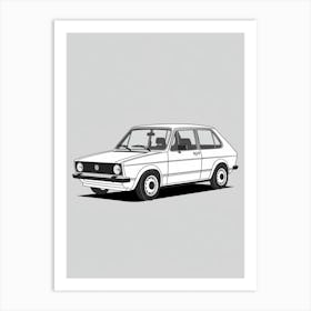 Volkswagen Golf Line Drawing 15 Art Print