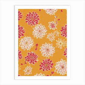 Dahlia Floral Print Retro Pattern 2 Flower Art Print