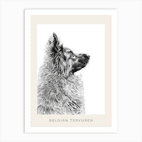 Belgian Tervuren Dog Line Sketch 1 Poster Art Print