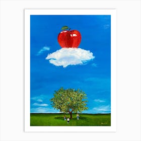 An Apple A Day Children Under Apple Tree Art Print