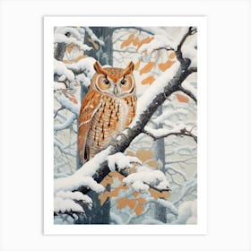 Winter Bird Painting Eastern Screech Owl 4 Art Print