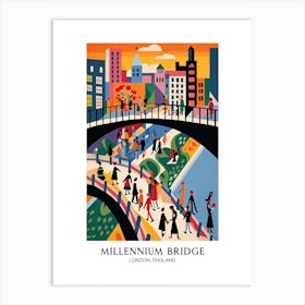 Millennium Bridge, London, England, Colourful 3 Art Print