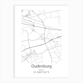 Oudenburg,Belgium Minimalist Map Art Print