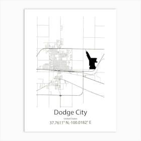 Dodge City,United States Minimalist Map Art Print