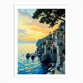 Sunset On The Amalfi Coast Art Print