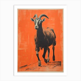Goat, Woodblock Animal Drawing 4 Art Print