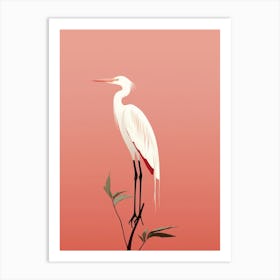 Minimalist Egret 3 Illustration Art Print