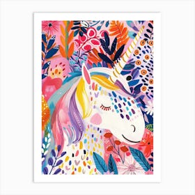 Floral Modern Fauvism Unicorn 1 Art Print