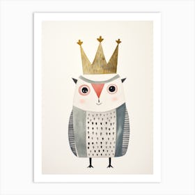 Little Snowy Owl 1 Wearing A Crown Art Print