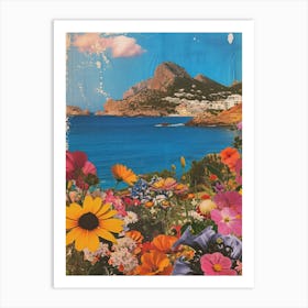 Ibiza   Floral Retro Collage Style 1 Art Print