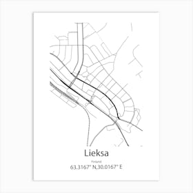 Lieksa,Finland Minimalist Map Art Print