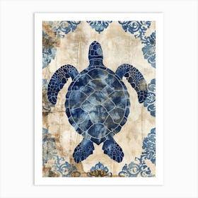 Ornamental Sea Turtle Wallpaper Style 5 Art Print