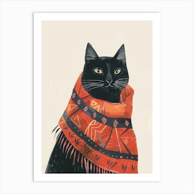 Black Cat With Scarf 2 Art Print